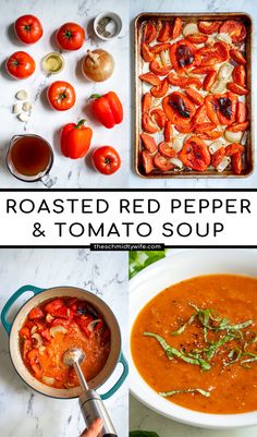 roasted red pepper and tomato soup with basil