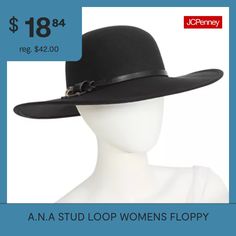 This a.n.a women's floppy hat will be a chic style accessory for fall and beyond. Made from soft felt, this wide-brim style comes accented with a faux leather trim at the base. Wear it with your favorite jeans and shirt. Base Material: 100% PolyesterCare: Spot CleanBrim Width: 4 InchCountry of Origin: Imported Adjustable Felt Hat For Fall, Chic Brimmed Sun Hat For Fall, Chic Wide Brim Sun Hat For Fall, Trendy Sun Hat With Flat Brim, Chic Brimmed Cloche Hat, Chic Wide Brim Cloche Hat For Fall, Trendy Flat Brim Sun Hat, Trendy Spring Felt Hat, Wide Brim Winter Hat For Day Out