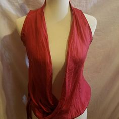 100 % Silk Handwoven In Laos Sleeveless Top Red Stretch Sleeveless Blouse, Casual Wrap Top For Party, Red Sleeveless Blouse For Beach, Moon Top, Silk Blouse, Laos, Sleeveless Top, Hand Weaving, Womens Tops