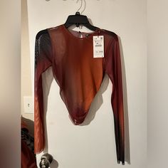 Mesh Blouse Nwt Red Long Sleeve Sheer Top, Trendy Multicolor Sheer Tops, Red Sheer Long Sleeve Top, Multicolor Sheer Tops For Party, Multicolor Sheer Top For Party, Red Sheer Tops For Spring, Multicolor Sheer Party Tops, Red Sheer Top For Spring, Sheer Red Top For Spring