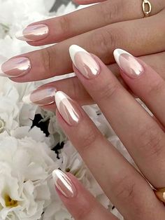 Multicolor  Collar    Color Nails Embellished   Beauty Tools Chrome French Tips Almond, Paznokcie Hello Kitty, Kutek Disney, Makijaż Smokey Eye, Bridal Nails, Prom Nails, Beauty Ideas, Chic Nails