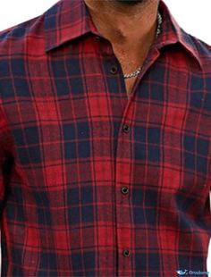 OrcaJump - Mens Plaid/Check Turndown Collar Red Street Style Long Sleeve Button-Down Shirt, Casual and Comfortable Basic Fashion Casual Red Shirt For Outdoors, Casual Red Shirt For Outdoor, Red Street Style, Red Street, Basic Fashion, Fall Fit, Mens Plaid, Turndown Collar, Women's Plaid Shirt