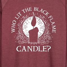 Hocus Pocus - Who Lit Black Flame Candle - Women's Lightweight French Terry Pullover - Celebrate the essence of Disney's Hocus Pocus with officially licensed apparel featuring unique designs crafted exclusively by Hybrid Apparel. Each piece brings beloved characters, iconic imagery, and memorable moments to life, offering Hocus Pocus fans a one-of-a-kind way to showcase their passion. Candle Graphic, Disney Candles, Black Flame Candle, Trending Graphic Tees, Candle Flames, Hocus Pocus, Fabric Names, Tee Shop, Baby Tshirts