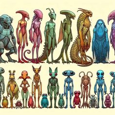 an image of aliens in different poses