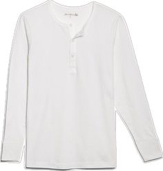 White Cotton Henley With Buttons, Classic Henley With Button Closure, Classic Crew Neck Henley With Button Closure, Classic Crew Neck Henley With Buttons, Classic Henley Neckline Top With Relaxed Fit, Classic Relaxed Fit Henley For Everyday, White Cotton Henley For Fall, Classic Cotton Henley, Classic Button-up Henley With Buttons