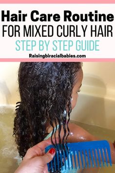 If you're wondering about a hair care routine for your child's biracial hair, you need to read this guide! This article breaks down the steps so you know exactly how to care for mixed hair! #mixedkids #biracialhair #curlyhair #haircare #curly Maquillaje Glowy, Hair Step By Step, Curly Hair Care Routine