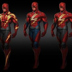 three different poses of the flash man