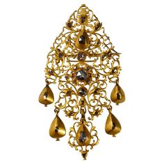 Antique 18th Century Diamond Sequile Pendant/Brooch Yellow Gold Portuguese 1700s For Sale at 1stDibs | sequility, 18th century jewelry for sale, portugal 1700s Jewelry 18th Century, 18th Century Jewelry, Georgian Jewelry, Gold Baroque, Antique Fashion, Gold Bodies, Antique Brooches, Diamond Brooch, Gold Brooches