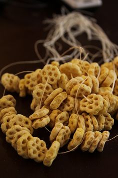 a pile of cheetos sitting on top of a table