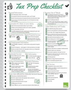 the tax prep checklist is shown in green