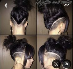 Shaved Long Hairstyles, V Shape Undercut Women, Fade Mohawk For Women, Masc Hair Styles For Women, Double Side Shave Long Hair, Undercut V Shape, Women’s Under Cut Hair, Small Undercut, Female Undercut Long Hair