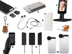 an assortment of cell phones and accessories are shown