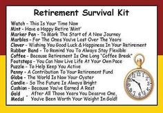 a retirement survival kit with an image of a pocket watch