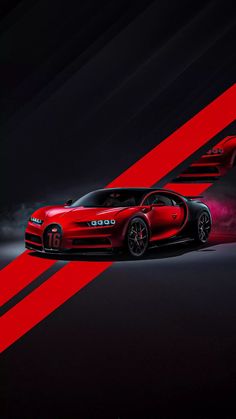 the bugatti veyron is shown in red and black