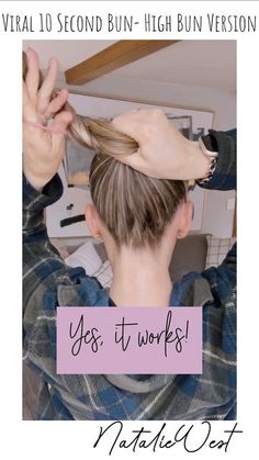 Work Hair Bun, Easy High Messy Bun, Cute High Messy Bun Tutorial, High Bun How To, Bun Holder For Hair, High Bun Hack, Viral Bun Hack, Secure Messy Bun, Easy Bun Hairstyles For Long Hair