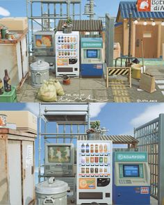 two pictures of vending machines in different stages of operation