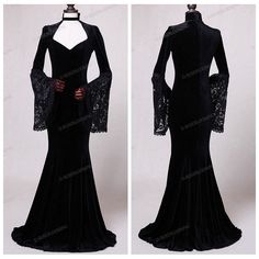 Black Velvet Mermaid Victorian Dress D3004 / www.d-roseblooming.com / Worldwide free shipping! Gothic Fitted Prom Gown, Gothic Fitted Evening Dress For Wedding, Fitted Gothic Evening Dress For Wedding, Fitted Gothic Evening Dress, Fitted Gothic Evening Dress For Formal Events, Mermaid Evening Dress With Fitted Bodice And Long Sleeves, Long Sleeve Mermaid Dress With Fitted Bodice For Evening, Gothic Evening Dress With Fitted Bodice, Gothic Floor-length Dress With Fitted Bodice