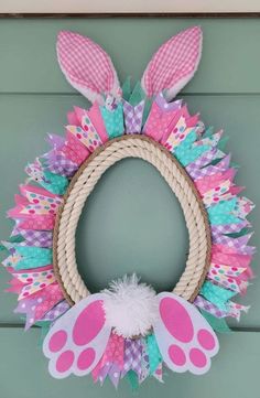 a wreath with bunny ears on it