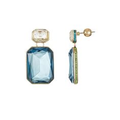 Blue and Green Drop Earrings by Seren Jewelry feature bold rectangular stones in goldtone settings and lend modern elegance to any look. Pair these pretty earrings with anything in your closet for a unique look you'll love. Comes with a soft, faux-suede jewelry pouch for storage and gifting. Size: one size.  Gender: unisex.  Age Group: adult. Suede Jewelry, Pretty Earrings, Jewelry Pouch, Faux Suede, Gold Tones, Pouch, Drop Earrings, Stone, Green