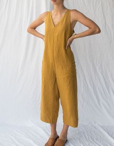 Simple Jumpsuit, Linen Fashion, Linen Loungewear, French Linen, Mode Inspiration, Linen Clothes, Sewing Clothes, Look Fashion