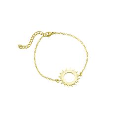 PRICES MAY VARY. Bracelet chain length: 15+4cm, pendant: 2.5 * 2.2cm, weight: 2g, bracelet material: stainless steel, color: gold/steel color Sun Bracelet, Circle Chain, Stainless Bracelet, Bracelet Simple, Gold Sun, Bracelet Chain, Bracelet Jewelry, Chain Lengths, Womens Jewelry Bracelets