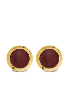 gold-tone brass stone polished finish engraved logo post-back fastening for pierced ears These earrings come as a pair. Logo Jewelry, Demi Fine Jewelry, Earrings Red, Iconic Bags, Stone Gold, Engraved Logo, Fine Earrings, Polish Jewelry, Watches Jewelry