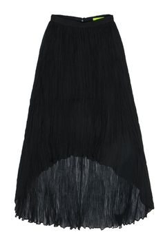 Current Boutique-Alice & Olivia - Black Accordion Pleated High-Low Maxi Skirt Sz 2 Bohemian Black Flowy Maxi Skirt, Flowy Black Bohemian Maxi Skirt, Black High-low Hem Maxi Skirt For Summer, Flowy Black Maxi Skirt For Summer, Black Flowy Maxi Skirt For Summer, High Low Maxi Skirt, Accordion Pleats, Olivia Black, Zipper Shorts