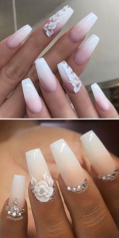 Wedding Acrylic Nails, Wedding Day Nails, Bridal Nails Designs, Bridesmaids Nails, Nails Design Ideas, Bridal Nail Art, Wedding Nails For Bride, Nails 2021