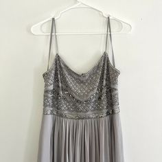 ADRIANNA PAPELL Women's Silver Beaded Bodice Chiffon Ball Gown Dress 10 Formal | eBay Chiffon Ball Gown, Wedding Guest Formal, Ball Gown Dress, Long Formal Dress, Dress Wedding Guest, Beaded Bodice, Bridesmaids Dress, Ball Gown Dresses, Gown Dress