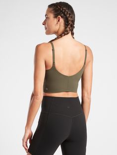 BEST FOR STUDIO: yoga + barre + pilates FEEL: Powervita™ is buttery soft with support that feels like a gentle hug FAVE: Adjustable straps for custom fit Removable pads #981469 IMPACT: Light-impact workouts, best for A-C cups. Soft Touch Sports Bra For Yoga, Compressive Activewear With Built-in Bra For Barre, Stretch Sports Bra With Built-in Cups For Yoga, Yoga Athleisure Sports Bra With Soft Touch, Pilates Activewear With Adjustable Straps, Supportive Soft Touch Activewear For Sports, Comfortable Yoga Activewear With Built-in Bra, Athleisure Sports Bra With Built-in Cups For Yoga, Solid Activewear With Built-in Cups For Yoga