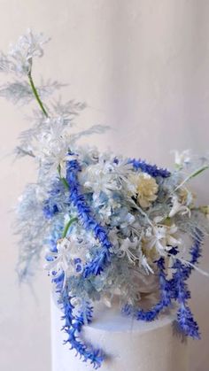 B O T A N Y {floral studio} on Instagram: "Ethereal winter blooms. Styling with white nerines, white lacy asparagus fern, pale blue hydrangeas, and cream carnations. Thanks Sarah for stringing those Delft Blue hyacinth blooms! 

#botanyfloralstudio #toronto #torontoweddings #fineartflowers #forflowerlovers #moodforfloral #flowersofinstagram #igflowers #ihavethisthingwithflowers #flowersmakemehappy #flowersoftheday" Pale Blue Hydrangea, Winter Blooms, Blue Hyacinth, Asparagus Fern, Blue Hydrangeas, Flower Soft, Delft Blue, Delft