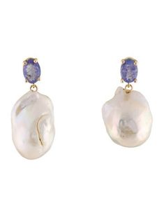 18K Yellow GoldFeaturing 0.88 Carat Oval Modified Brilliant Tanzanite Fine Jewelry Oval Earrings With High Luster, Fine Jewelry Tanzanite Drop Earrings, Oval Tanzanite Earrings, Luxury Tanzanite Teardrop Earrings, Hallmarked Oval Tanzanite Jewelry, Classic Tanzanite Gemstone Earrings, Pearl Drop, Baroque Pearls, Jewelry Earrings