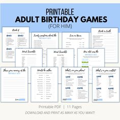 printable adult birthday games for him