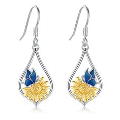 PRICES MAY VARY. Design: Sunflowers always face the sun, symbolizing warmth and positivity, as well as "you are my sunshine". The butterfly is a symbol of romance, spirituality, and gracefulness. Wearing sunflower dangling earrings brings you hope and vitality Material: Sunflower drop earrings are made of S925 Sterling Silver, tarnish-resistant, skin-friendly, long term wear Size: Sunflower dangle earrings size is 14*36 mm (0.55*1.42 in) Great Gift: The sunflower earrings come in a gift box, and Summer Jewelry For Pierced Ears As A Gift, Summer Gift Jewelry For Pierced Ears, Hypoallergenic Dangle Jewelry For Summer, Hypoallergenic Dangle Jewelry, Silver Adjustable Flower Earrings For Summer, Summer Gift Jewelry With Ear Wire, Summer Hypoallergenic Dangle Jewelry, Sterling Silver Flower Earrings For Summer Gift, Summer Flower Earrings In Sterling Silver For Gift