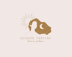 the logo for scissor fortune hair salon, with a sun and moon above it