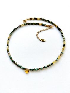 Turquoise and Citrine Necklace Choker Multi Gemstone Beaded Necklace Colorful Necklace Green and Yellow Stones Gold Necklace Briolette - Etsy Bohemian Gold Emerald Necklace With Gemstone Beads, Bohemian Style Gold Emerald Necklace With Round Beads, Bohemian Gold Emerald Necklace With Round Beads, Gold Turquoise Necklace With Faceted Beads As Gift, Gold Beaded Choker With Natural Stones, Tiny Necklace, Colorful Necklace, Necklace Colorful, Citrine Necklace