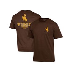 People coming or going will see your Wyoming Cowboys fandom when you wear this Stack 2-Hit T-shirt from Champion. It features the Wyoming Cowboys logo on the front and team graphics printed on the back. Additionally, the cotton material provides a comfortable feel.People coming or going will see your Wyoming Cowboys fandom when you wear this Stack 2-Hit T-shirt from Champion. It features the Wyoming Cowboys logo on the front and team graphics printed on the back. Additionally, the cotton materia Collegiate Cotton T-shirt For Fan Events, Brown Crew Neck T-shirt With Logo Print, Brown Graphic Tee With Logo Print, Brown Pre-shrunk Crew Neck T-shirt, Brown Pre-shrunk Graphic Tee T-shirt, Brown Pre-shrunk Graphic Tee, Crew Neck T-shirt With Logo For Fan Conventions, Logo Print Crew Neck T-shirt For Fan Conventions, Cowboys Logo