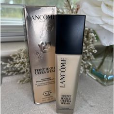 Msrp: $57 Exp. 1/25 Spf 25 24 Hour Foundation Breathable Coverage Waterproof, Sweat, Humidity And Transfer-Resistant Smooth, Natural Matte Finish #Lancome #Foundation Teint Idole Ultra Wear Foundation, Lancome Foundation, Lancome Makeup, Wear Sunscreen, Broad Spectrum Sunscreen, Makeup Foundation, Makeup Products, Womens Makeup, Sunscreen