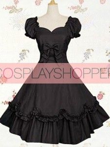 Black Bow Cotton Classic Lolita Dress With Short Sleeves Steampunk Stuff, Classic Lolita, Character References, Dress With Short Sleeves, Play Dress, Lolita Dress, Black Bow, Playing Dress Up, Sewing Ideas