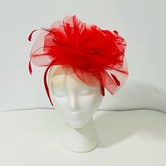 Gorgeous Red Fascinator Hat For Women Nwot Tea Party Kentucky Pillbox Hat Derby Peacock Feather Fascinator Red Spring Hat For Gift, Red Spring Hat As Gift, Red Hats For Spring Gifts, Red Spring Hats As Gift, Red Hats As Spring Gift, Red Fitted Hat For Gift, Adjustable Red Mini Hat For Holidays, Red Fitted Hat As Gift, Red Fitted Hats As Gifts