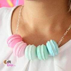 This handmade macarons necklace is inspired by light pinks and mint pastel colors, perfect for any outfit.WORLDWIDE DELIVERY - This statement necklace will turn some the heads, you will rock any event you attend and you will make a sensational impression;- Adjustable chain - with lobster clasp;- Materials: lightweight polymer paste, foam (all materials are unedible);- 0 Calories, perfect for your diet :PLet the magic happen: post the pictures with you wearing any of these handmade necklaces on F Mint Macarons, Pastel Macarons, Mint Pastel, Alice In Wonderland Artwork, Rainbow Purses, Cream Bags, White Cherries, Girl Cakes, Kind Heart