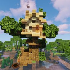 an image of a tree house in minecraft