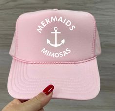 Choose from one of these fun summer colors and hit the beach with our Mermaids & Mimosas trucker hats! TAT: 7-10 business days Pink Summer Trucker Hat, Green Trucker Hat For Beach And Summer, Pink Summer Trucker Hat For Beach, Fun Green Summer Trucker Hat, Pink Trucker Hat For Summer Beach, Fun Summer Trucker Hat, One Size Fits Most, Fun Summer Trucker Hat One Size Fits Most, Green Summer Trucker Hat For Beach, Fun Summer Trucker Hat