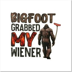 a bigfoot is holding a pickle in his hand and the words, i'm