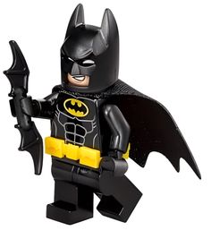 the lego batman character is holding a bat