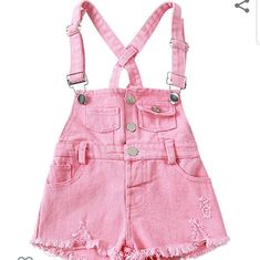 2t Nwt Distressed Pink Denim Shortall/Jumpsuit Cute Spring Shortalls Overalls, Cute Spring Overall Shortalls, Cute Spring Shortalls Overall, Cute Spring Shortalls With Bib Front, Cute Bib Front Shortalls For Spring, Cute Denim Overalls For Summer, Spring Cute Bib Front Overalls, Spring Pink Bib Front Overalls, Cute Bib Front Shortalls With Pockets