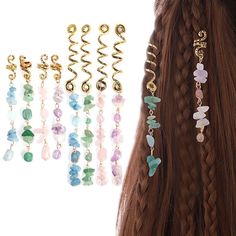 Each package includes one set of 6 jewelry( 3.34inch and 4.72inch)  to beautify your braids, hair, and dreadlocks. Whether you're adding a pop of color to your hairstyle or creating handmade jewelry and accessories, our beads offer quality and versatility to bring your ideas to life. Jewelry For Braids, Hair Jewelry For Braids, Snake Hair, Braid Accessories, Beaded Hair Pins, Hair Charms, Dreadlock Accessories, Braid Jewelry, Loc Jewelry