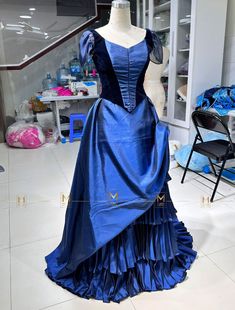 ⭐️⭐️⭐️Stardust Yvaine Blue Gown Dress - Cosplay Stardust Yvaine Blue Costume ➡️The costume we make with the Tafta fabric high-quality mix of Velvet fabric at the top.  💃🏻For this costume, we need these numbers: 1, 5, 7, 9, 10, 11, 13, 24, 26, 32, and measurements from the shoulder to the floor.  The time to make it is around 4-5 weeks to complete. Also, a payment plan is possible, so please let me know if you need my help.  You also can use payment plans for dress. which you just have to pay the deposit and the rest you can pay when dress done . You also will get the picture of your dress before dress have fly out Thank you so much. Tardis Blue Dress, Blue Overbust Corset Dress For Costume Party, Blue Vintage Dress For Cosplay, Vintage Blue Dress For Cosplay, Fitted Ball Gown For Cosplay, Blue Dress With Fitted Bodice For Cosplay, Blue Gown With Fitted Bodice For Costume Party, Royal Fitted Victorian Dress For Costume Party, Blue Fitted Bodice Dress For Cosplay