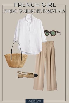 10 Chic French Wardrobe Staples For Spring | LaVieOnGrand Classic French Summer Style, Outfits For Summer 2024, Spring Business Casual Outfits For Women, Spring Chic Outfits, Spring Outfits Work, French Spring Outfits, Spring Outfits For Work, French Fashion Style, French Summer Style