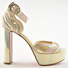 Brand New Christian Louboutin Degratissimo Alta 130 Platform Sandals Sz 39.5 Msrp $1095 Condition: Brand New Item With Imperfections But No Defects; Review Pictures And Noted Condition Description Description: Platinum With Shimmering Pink Reflections Of Light, Laser Cut Curved Metallic And Iridescent Nappa Leather Open-Toe, Platform Sandals Reminiscent Of 1970's Disco Styles Material: Leather Closure: Buckle Adjustable Ankle Strap Leather Lining, Lightly Padded Leather Footbed And Leather Sole Luxury Silver Sandals With Sculpted Heel, Luxury Metallic Sandals With Sculpted Heel, Luxury Metallic Sandals With Heel Strap, Luxury Metallic Heels For Spring, Luxury Metallic Sandals For Spring, Luxury Metallic Sandals For Gala, Glamorous Formal Sandals With Red Sole, Luxury Metallic Open Heel Shoes, Silver Patent Leather Platform Heels